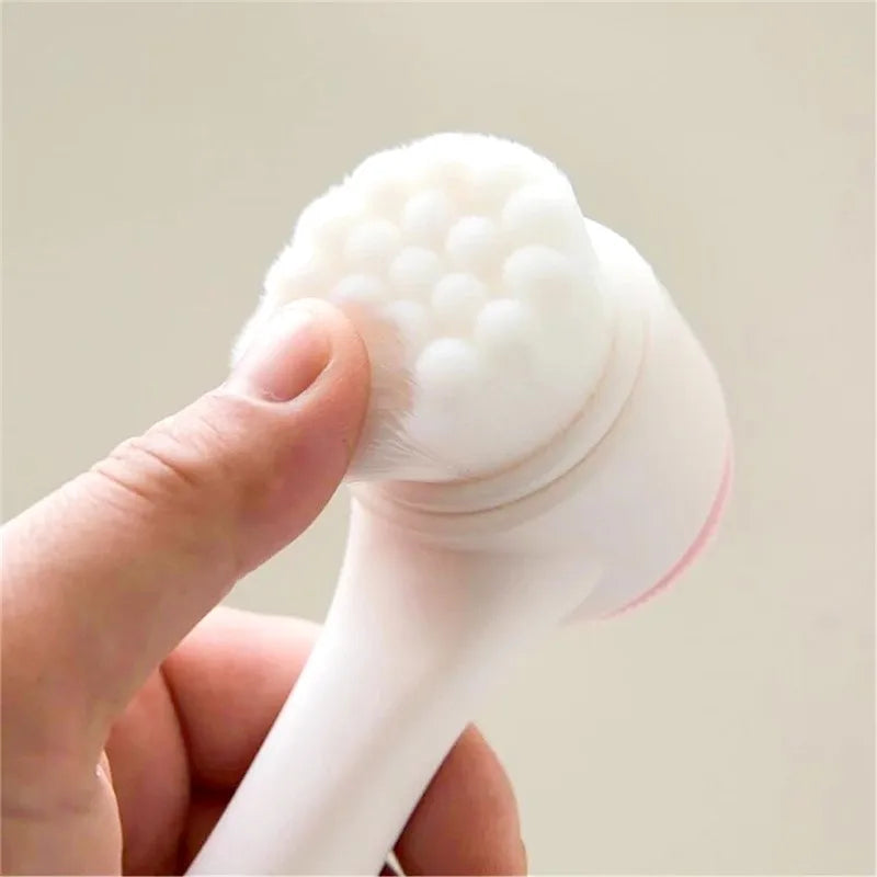 Double-Sided Face Cleansing Brush Silicone Facial Cleanser Blackhead Removal Pore Cleaner Massage Exfoliator Face Scrub Brush